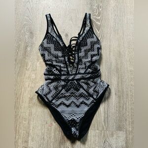 Black and White One-Piece Swimsuit